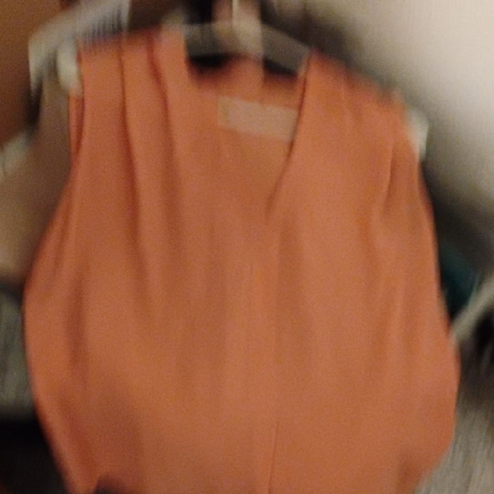 Orange V-Neck Sleeveless Blouse